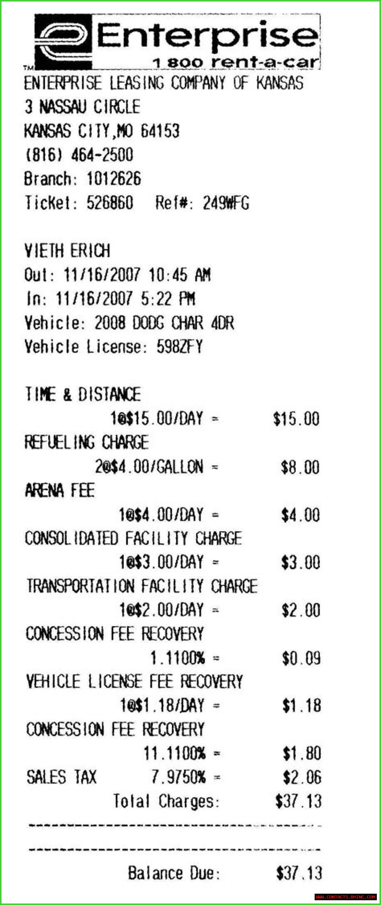 How do I get a toll receipt from enterprise?